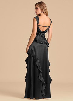 Azazie Sloane 신부 들러리 드레스 A라인 스윗하트 네크라인 메탈릭 새틴 바닥 길이 드레스 image2