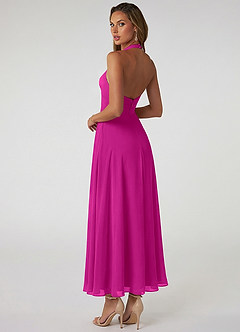 Azazie Tessie Bridesmaid Dresses Fuchsia A-Line Pleated Chiffon Dress image2