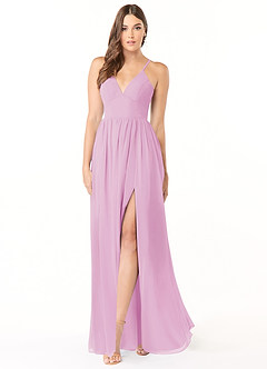 Azazie Aaida Bridesmaid Dresses Candy Pink A-Line Corset Chiffon Dress image1