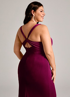 Azazie Mero Bridesmaid Dresses Cabernet Mermaid Pleated Velvet Dress image9