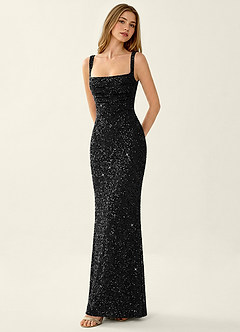 Amarante Noir Robe de cérémonie à sequins et laçage au dos image3