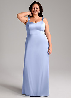 Azazie Denice Robes de demoiselle d'honneur Robe Fourreau en Satin extensible Plissée Eis image9