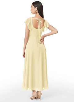 Azazie Bondi Robes de demoiselle d'honneur Robe Trapèze en Mousseline de soie Rayé Sorbet Citron image5