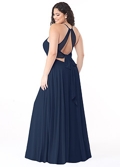 Azazie Evalleen Bridesmaid Dresses Dark Navy A-Line Pleated Chiffon Dress image8