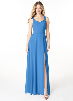 Azazie Julie Bridesmaid Dresses Blue Jay A-Line Sweetheart Neckline Chiffon Dress image1