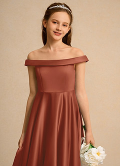 Azazie Teeny Junior Formal Flower Girl Klänningar Klä A-Line i Matt satäng Plisserad image7
