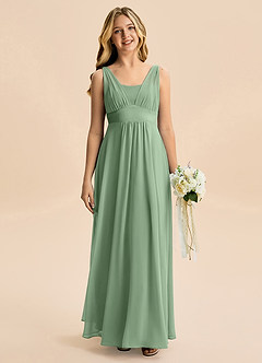 Azazie Odette Junior Matcha A-Line Sweetheart Neckline Chiffon Dress image6