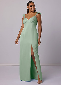 Barbie ♥ Azazie Bridesmaid Dresses Agave Sheath Stretch Satin Dress image6