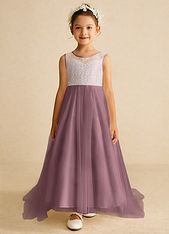 Azazie Tay Flower Girl Dresses Vintage Mauve A-Line Sequins Tulle Dress image1