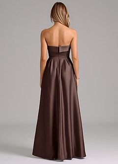 Azazie Lucienne Abiti da Damigella Abito Convertibile A-Line in Raso Elasticizzato Senza Cinturino Ganache image7