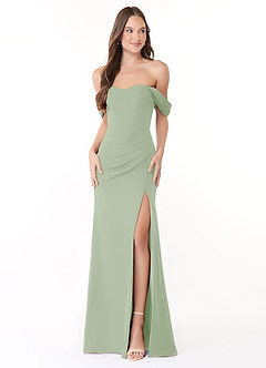 Azazie Lynnie Vestidos de damas de honor Vestido de Salvia Polvorienta de Gasa de Corte Sirena Convertible con Vestidos sin tirantes image1