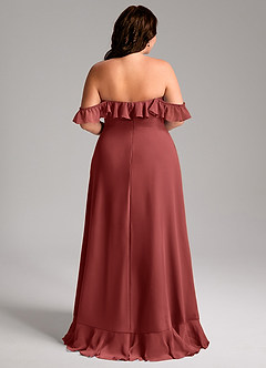 Azazie Lyra Bridesmaid Dresses Terracotta A-Line Chiffon Convertible Dress image12