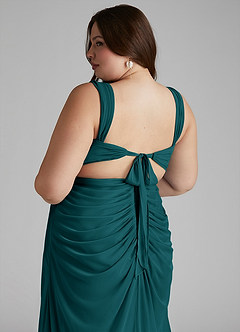 Azazie Jesaphine Bridesmaid Dresses Peacock Sheath Ruched Mesh Dress image7