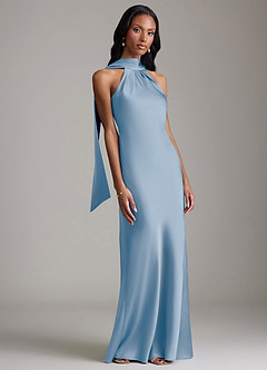 Azazie Cassiana Final Sale Sky Blue Mermaid Pleated Stretch Satin Dress image6