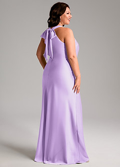Azazie Doretta Bridesmaid Dresses Lilac Mermaid Pleated Stretch Satin Dress image7