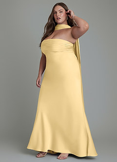 Azazie Saylor Vestidos de damas de honor Vestido Butter de Satén Elástico de Corte Sirena con Palabra de honor image16