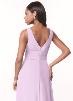 Azazie Julianna At-home Try On Dresses Butterscotch A-Line Chiffon Dress image4