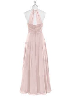 Azazie Ginger Bridesmaid Dresses Blushing Pink A-Line Halter Pleated Chiffon Dress image7