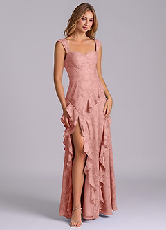 Azazie Sloane Bridesmaid Dresses Rosette A-Line Sweetheart Neckline Floral Burnout Dress image6