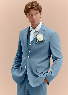 front James Light Blue Structured Stretch 3-piece suit