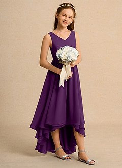 Azazie Kitten Girls Formal Flower Girl Dresses Grape A-Line Chiffon Dress image3