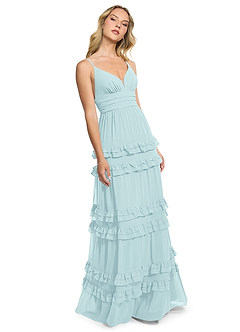 Azazie Rachel Bridesmaid Dresses Sea Glass A-Line Chiffon Dress image3