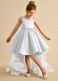 Azazie Julietta Flower Girl Dresses White Ball-Gown Convertible Tulle Dress image5
