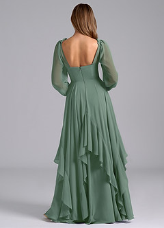 Azazie Karan Bridesmaid Dresses Eucalyptus A-Line Long Sleeve Chiffon Dress image2