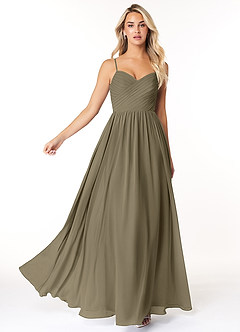 Azazie Lisbon Abiti da Damigella Abito A-Line in Chiffon Scollo a Cuore Willow Green image3