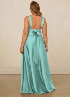 Christian Siriano Bridal for Azazie 1001 Brautjungfernkleider A-Linie Herzausschnitt Stretch-Satin Kleid Aqua image12