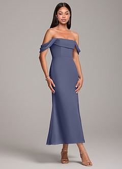 Azazie Saige Bridesmaid Dresses Stormy Sheath Off the Shoulder Chiffon Convertible Dress image4