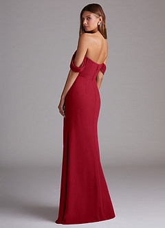 Azazie Saige Bridesmaid Dresses Scarlet A-Line Off the Shoulder Chiffon Convertible Dress image8