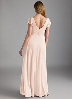 Azazie Omari Bridesmaid Dresses Blushing Pink A-Line Mesh Dress image4