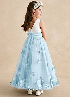 Azazie Vi Flower Girl Dresses Sky Blue A-Line Sleeveless Tulle Dress image4