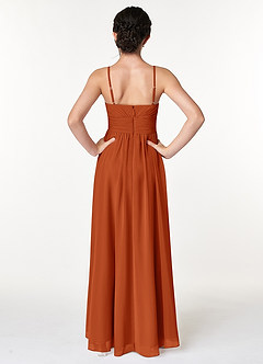 Azazie Catalina Junior Burnt Orange A-Line Ruched Chiffon Dress image2