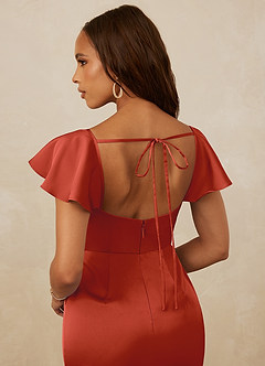 Christian Siriano Bridal for Azazie 1005 Bridesmaid Dresses Rust Sheath Sweetheart Neckline Stretch Satin Dress image3