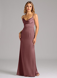Azazie Aimee Bridesmaid Dresses Vintage Mauve A-Line Sweetheart Neckline Stretch Satin Dress image1