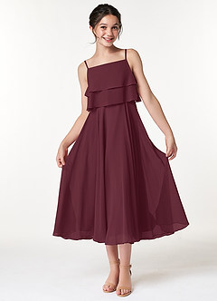 Azazie Ensley Junior Jurk van Chiffon met A-Lijn Geplooid Cabernet image1