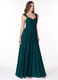 Azazie Zapheira Bridesmaid Dresses Pine A-Line Ruched Chiffon Dress image4