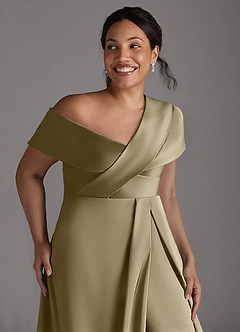 Azazie Milton Mother of the Bride Dresses Moss Green A-Line Pleated Stretch Satin Dress image13