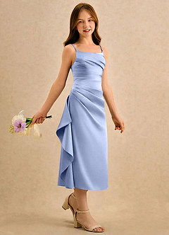 Azazie Canna Girls Formal Flower Girl Klänningar Klä A-Line i Stretch Satin Plisserad image3