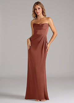 Azazie Johana Bridesmaid Dresses Auburn Mermaid Off the Shoulder Stretch Satin Convertible Dress image5
