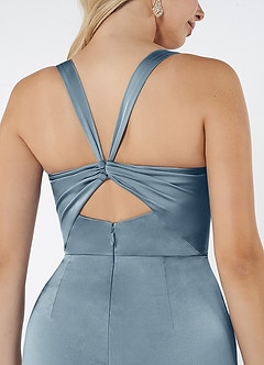 Azazie Mero Brudtärnklänningar Klänning av Tubklänning i Stretch Satin Plisserad Dammblå image2
