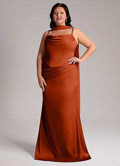 Azazie Sorrel Bridesmaid Dresses Paprika Mermaid Strapless Stretch Satin Convertible Dress image7