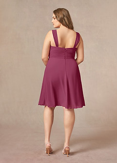 Azazie Olivia Mother of the Bride Dresses Mulberry A-Line Square Neckline Pleated Chiffon Dress image11