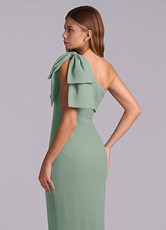 Azazie Yuanna Bridesmaid Dresses Silver Sage Mermaid One Shoulder Chiffon Dress image8