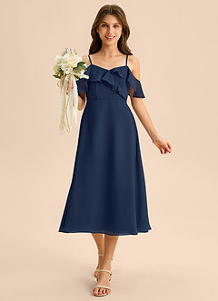 Azazie Kamilla Junior Klä av A-Line i Chiffong Av axeln image4