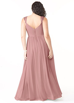 Azazie Cleobella Robes de demoiselle d'honneur Robe Trapèze en Mousseline de soie Dentelle en forme de cœur Rose Poussiéreuse image9