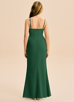 Azazie Buzzy Junior Dark Green Sheath Pleated Chiffon Dress image5
