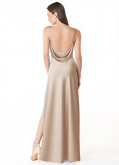 Azazie Alaija Bridesmaid Dresses White Alabaster Mermaid Side Slit Stretch Satin Dress image4